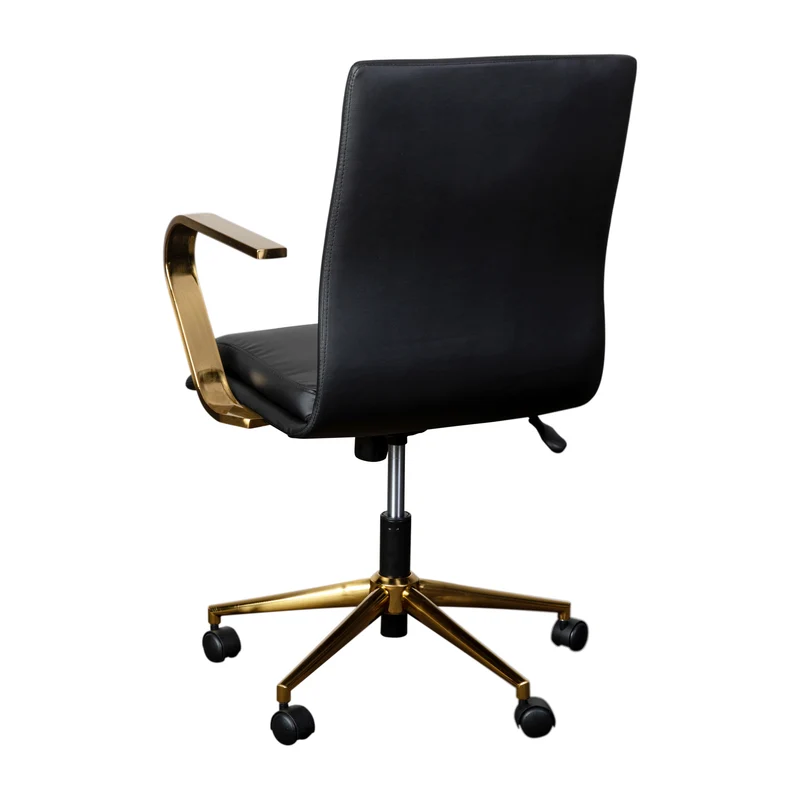 Ziva Modern Upholstered Mid-Back Home Office Chair with Arms and 5 Star Base