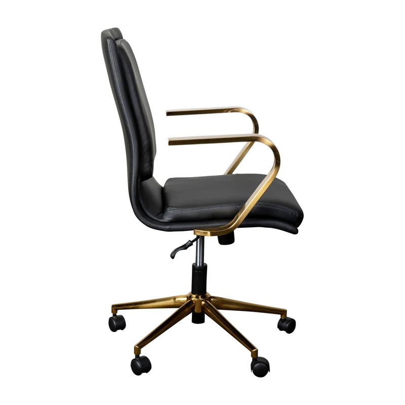 Ziva Modern Upholstered Mid-Back Home Office Chair with Arms and 5 Star Base