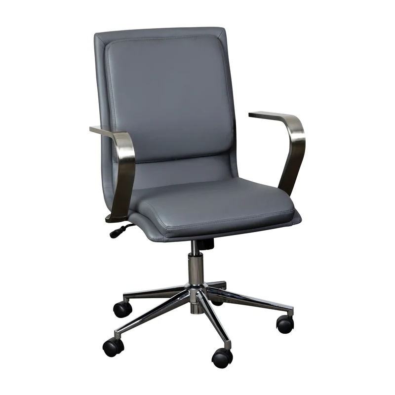 Ziva Modern Upholstered Mid-Back Home Office Chair with Arms and 5 Star Base