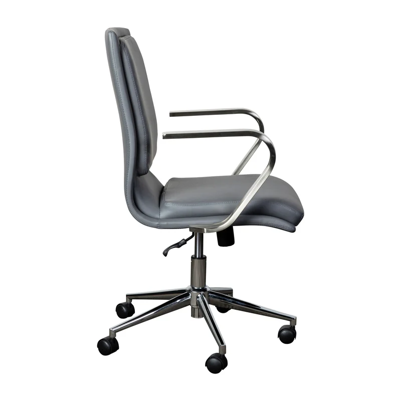 Ziva Modern Upholstered Mid-Back Home Office Chair with Arms and 5 Star Base