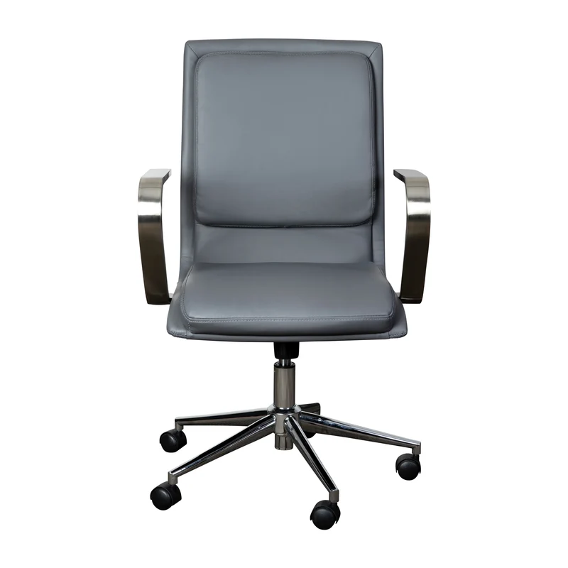 Ziva Modern Upholstered Mid-Back Home Office Chair with Arms and 5 Star Base