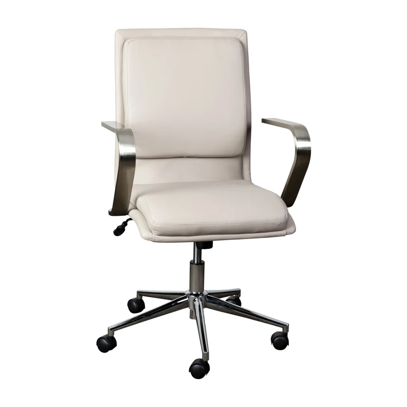 Ziva Modern Upholstered Mid-Back Home Office Chair with Arms and 5 Star Base