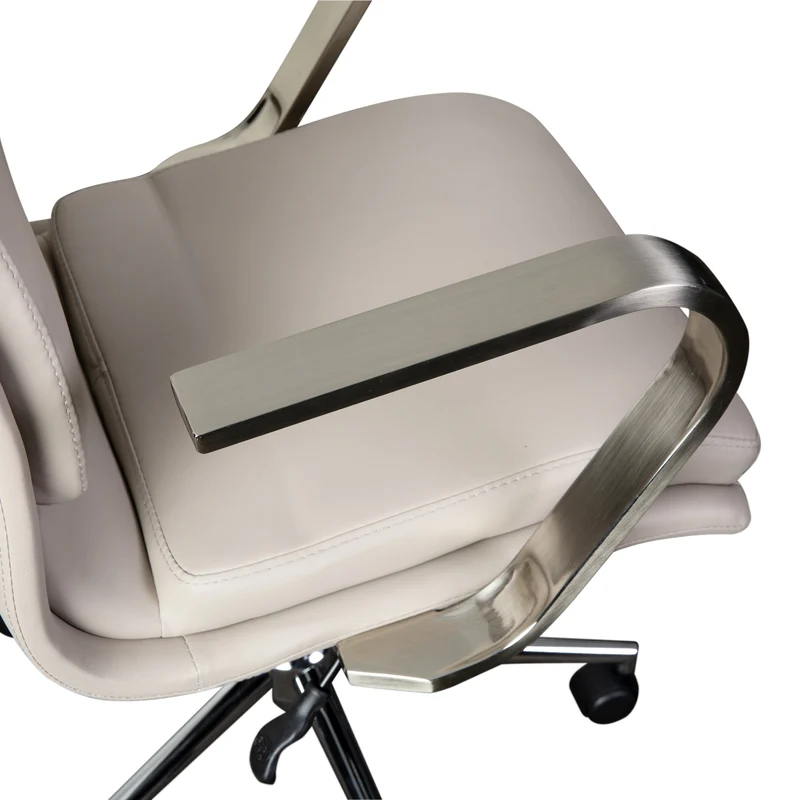 Ziva Modern Upholstered Mid-Back Home Office Chair with Arms and 5 Star Base