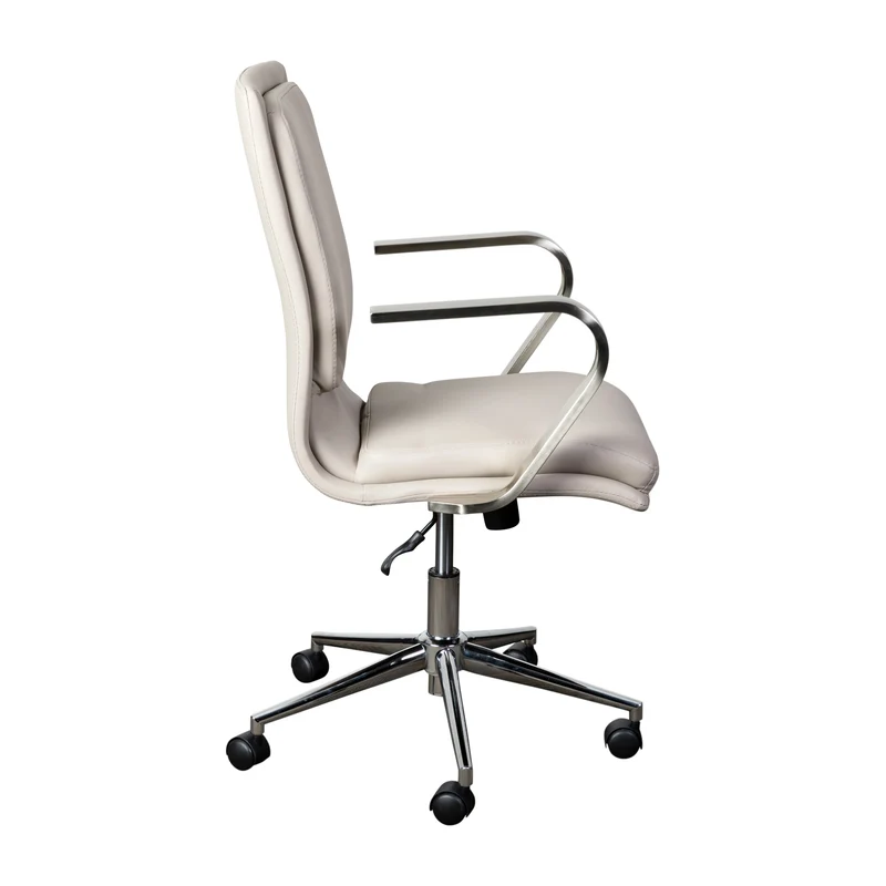 Ziva Modern Upholstered Mid-Back Home Office Chair with Arms and 5 Star Base