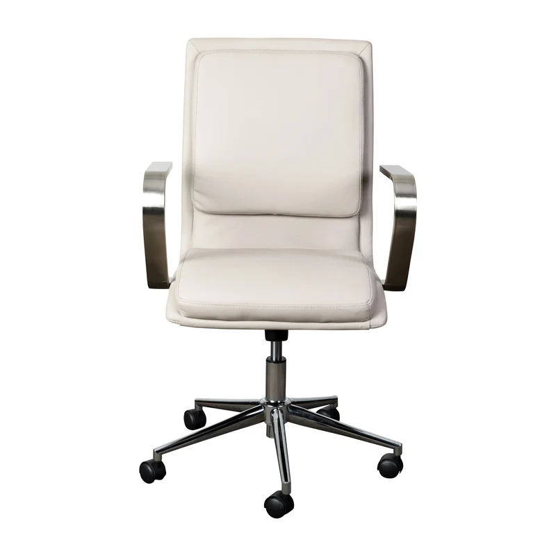 Ziva Modern Upholstered Mid-Back Home Office Chair with Arms and 5 Star Base