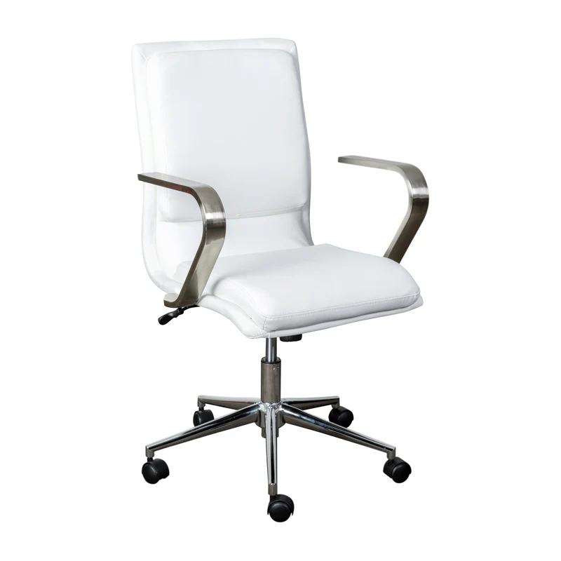 Ziva Modern Upholstered Mid-Back Home Office Chair with Arms and 5 Star Base