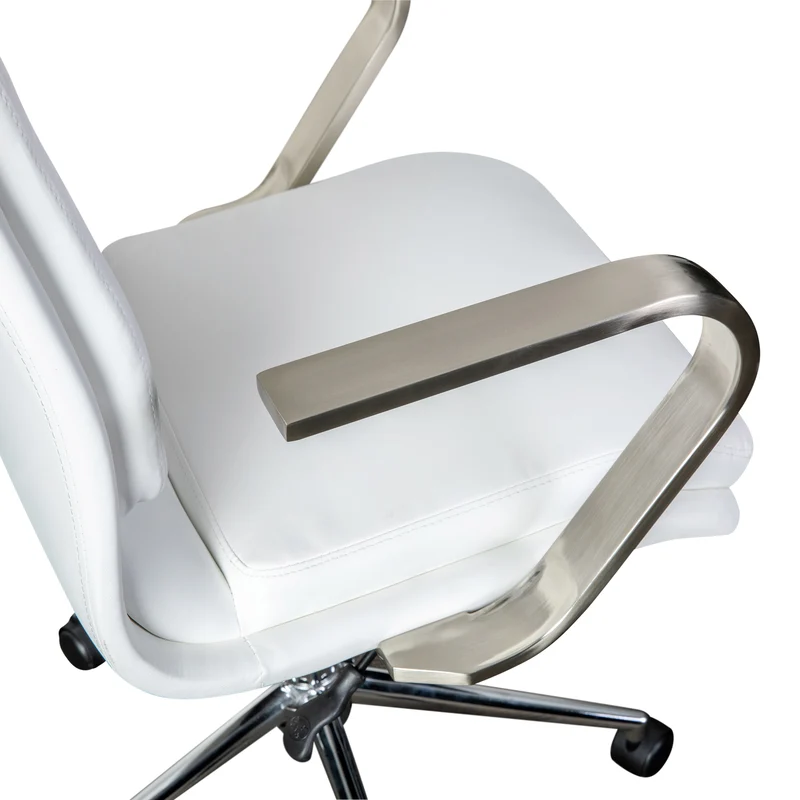 Ziva Modern Upholstered Mid-Back Home Office Chair with Arms and 5 Star Base