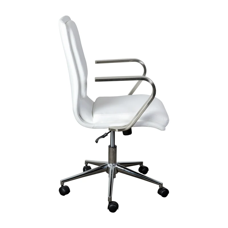 Ziva Modern Upholstered Mid-Back Home Office Chair with Arms and 5 Star Base