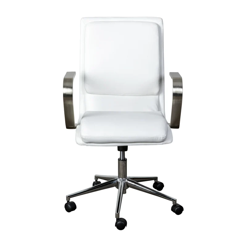 Ziva Modern Upholstered Mid-Back Home Office Chair with Arms and 5 Star Base