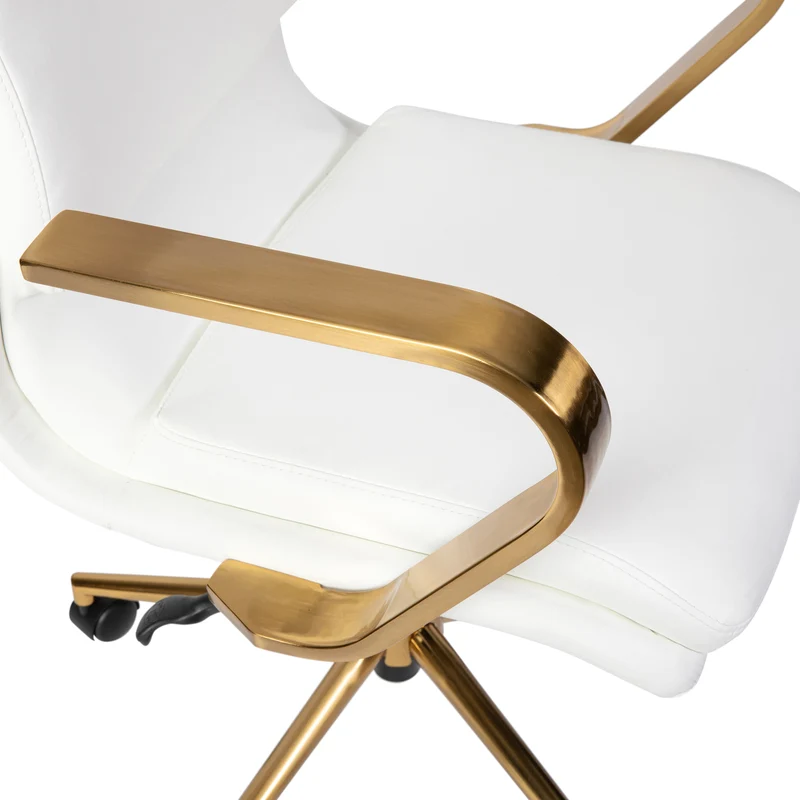 Ziva Modern Upholstered Mid-Back Home Office Chair with Arms and 5 Star Base