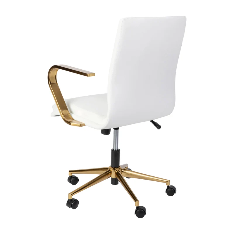 Ziva Modern Upholstered Mid-Back Home Office Chair with Arms and 5 Star Base