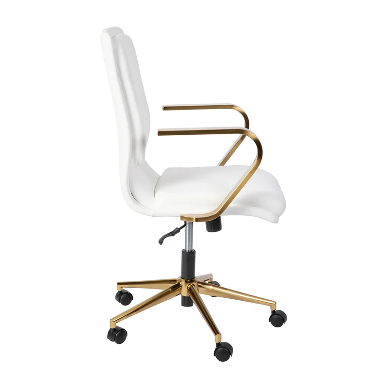Ziva Modern Upholstered Mid-Back Home Office Chair with Arms and 5 Star Base