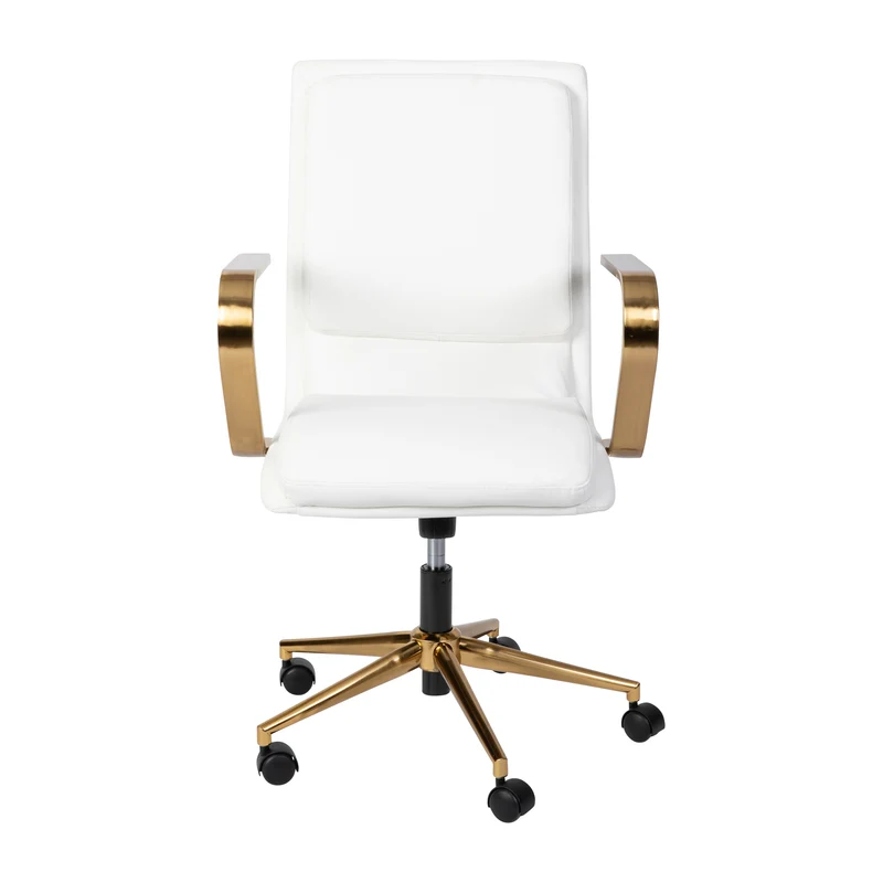 Ziva Modern Upholstered Mid-Back Home Office Chair with Arms and 5 Star Base