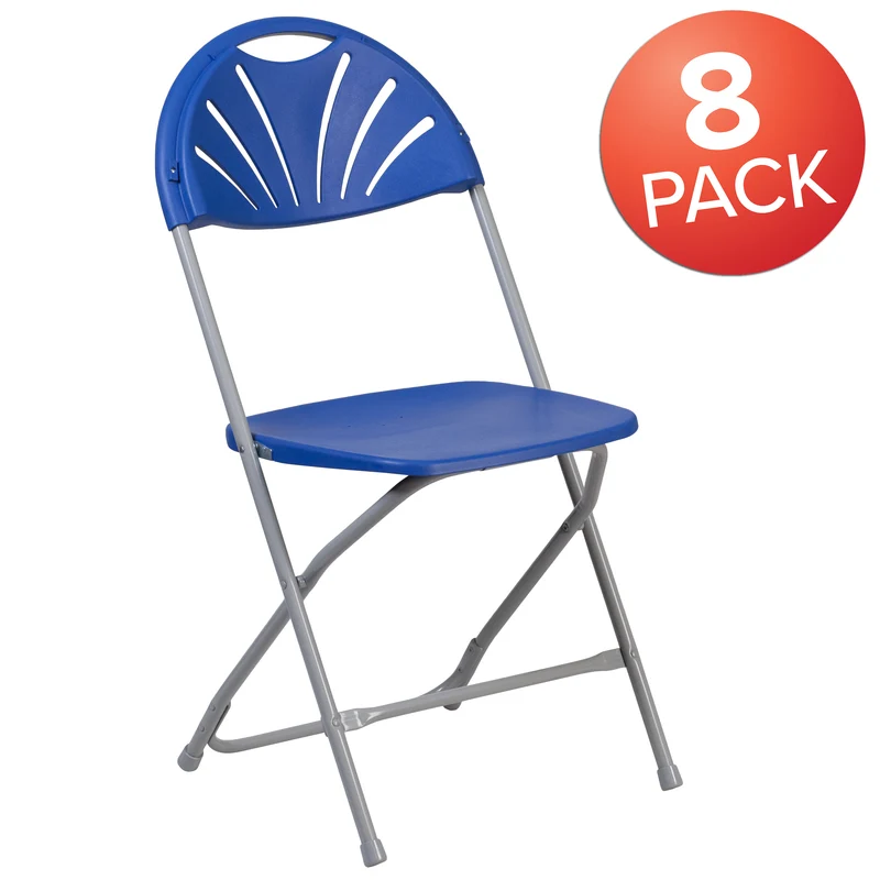 8 Pack Wedding/Event Stackable Fan Back Plastic Folding Chair