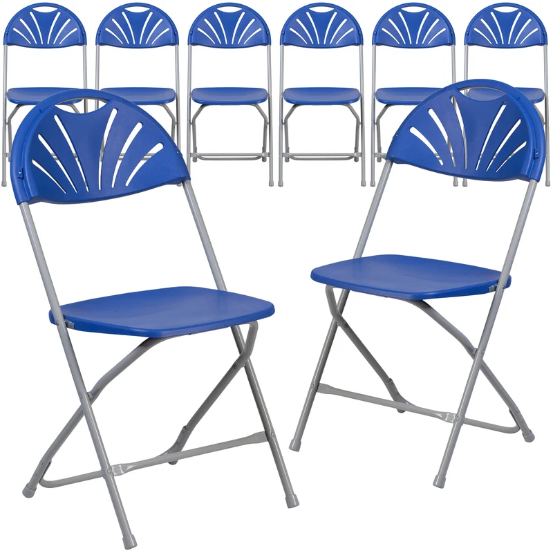 8 Pack Wedding/Event Stackable Fan Back Plastic Folding Chair