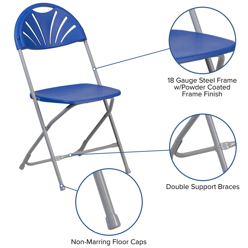 8 Pack Wedding/Event Stackable Fan Back Plastic Folding Chair