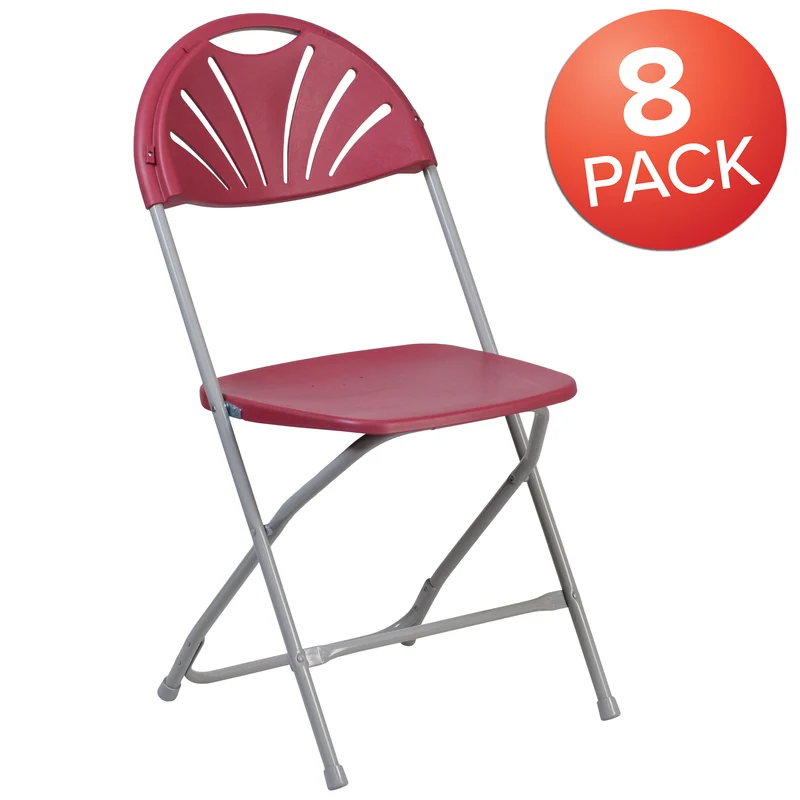 8 Pack Wedding/Event Stackable Fan Back Plastic Folding Chair
