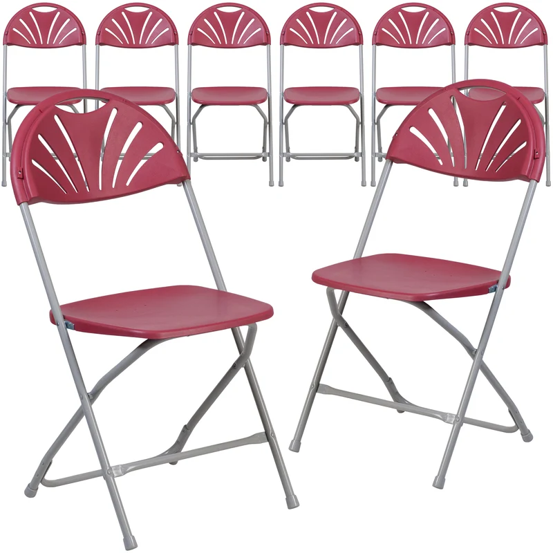 8 Pack Wedding/Event Stackable Fan Back Plastic Folding Chair