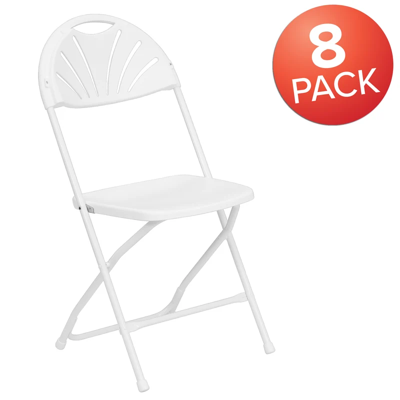 8 Pack Wedding/Event Stackable Fan Back Plastic Folding Chair