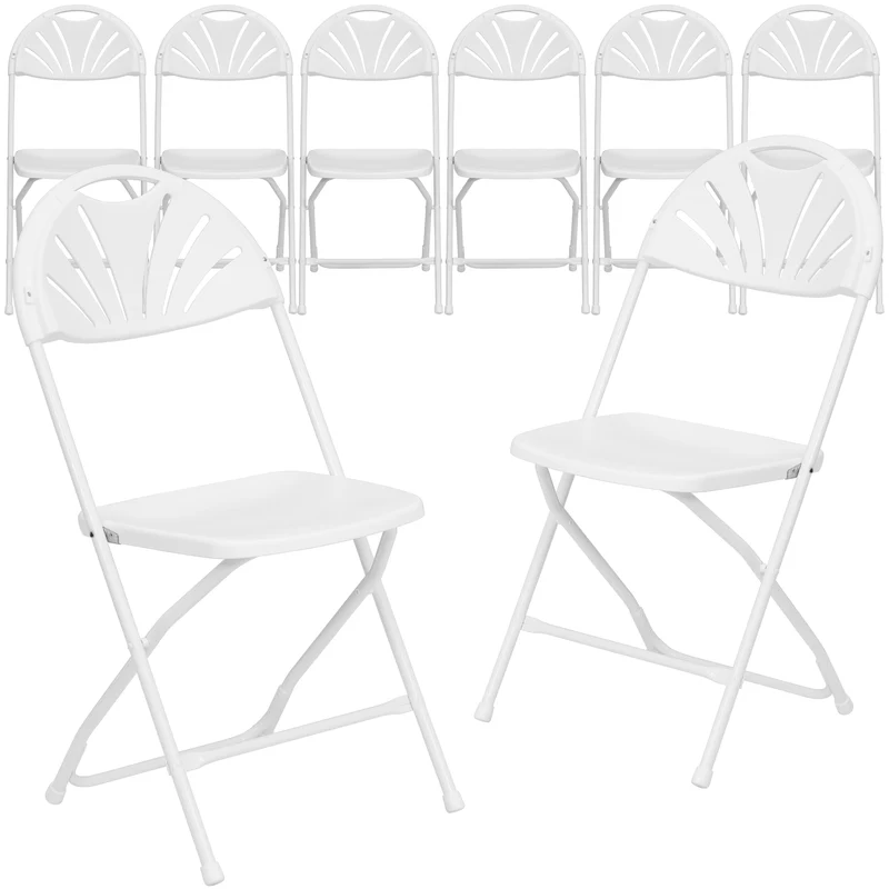 8 Pack Wedding/Event Stackable Fan Back Plastic Folding Chair