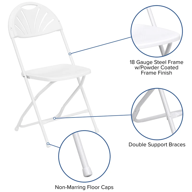8 Pack Wedding/Event Stackable Fan Back Plastic Folding Chair