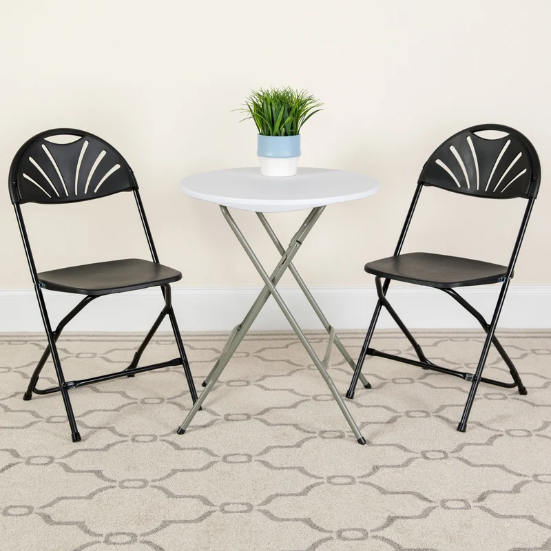 8 Pack Wedding/Event Stackable Fan Back Plastic Folding Chair