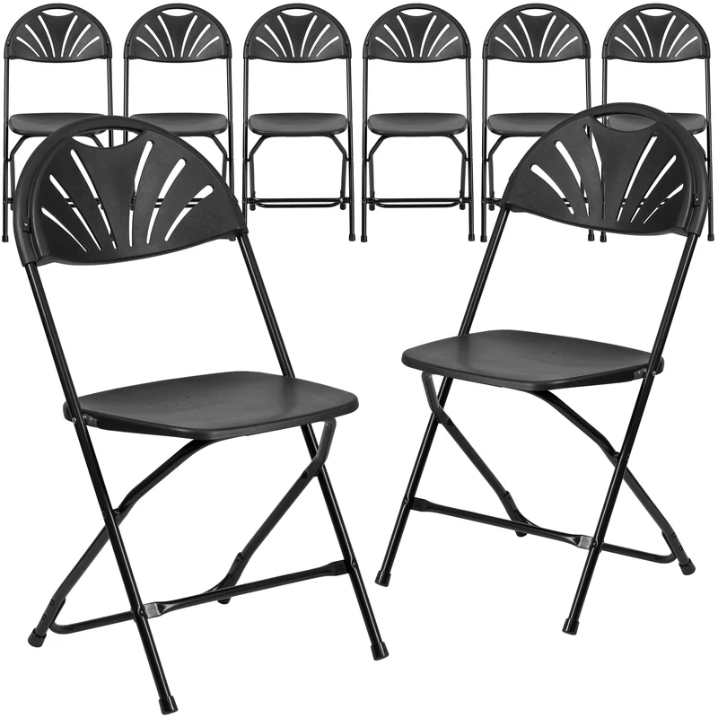 8 Pack Wedding/Event Stackable Fan Back Plastic Folding Chair