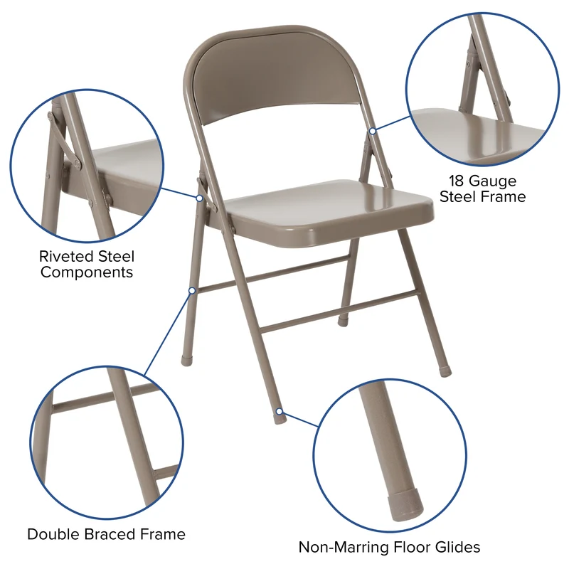 4 Pack Double Braced Commercial Party Events Steel Metal Folding Chair