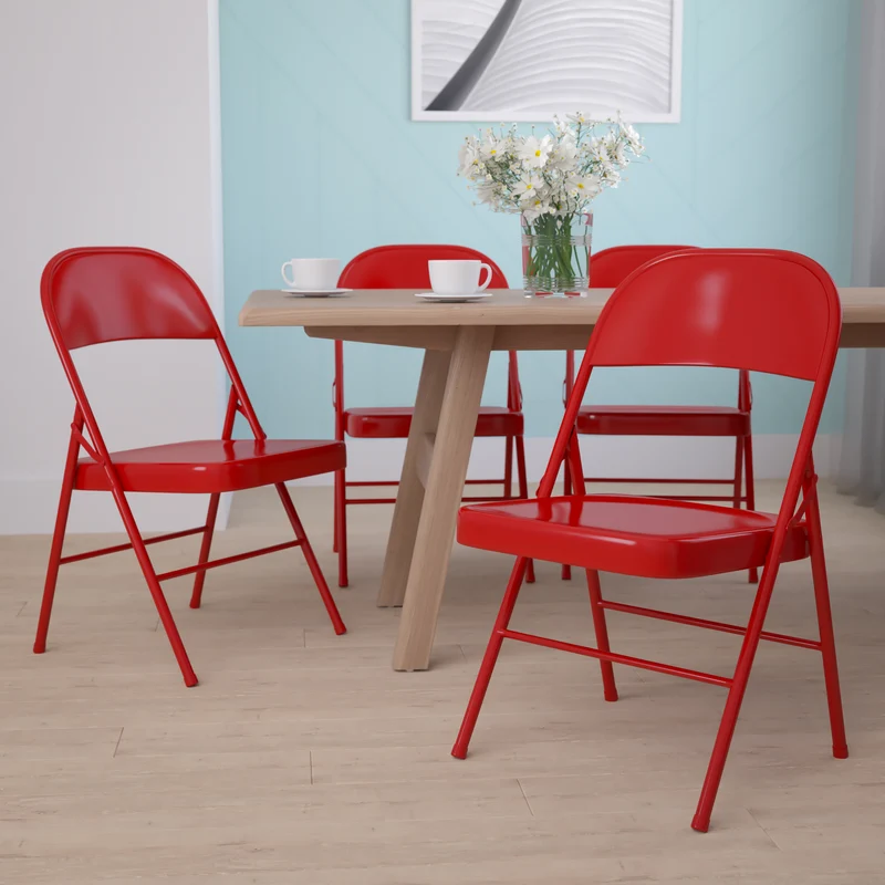 4 Pack Double Braced Commercial Party Events Steel Metal Folding Chair