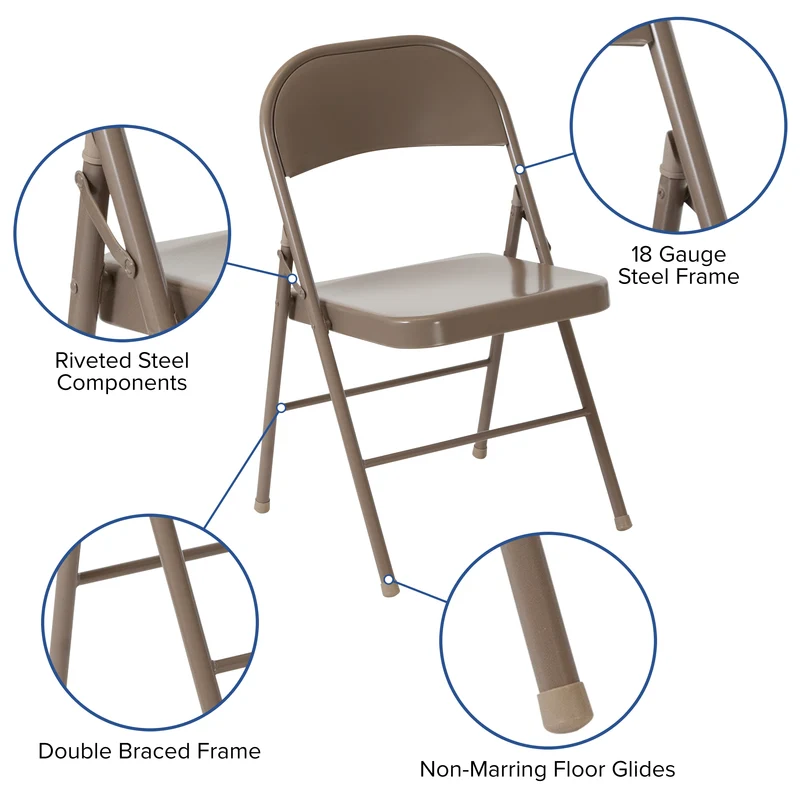 2 Pack Home & Office Double Braced Party Events Steel Metal Folding Chair