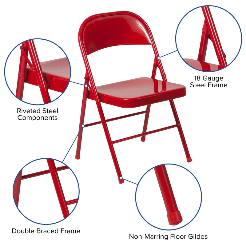 2 Pack Home & Office Double Braced Party Events Steel Metal Folding Chair
