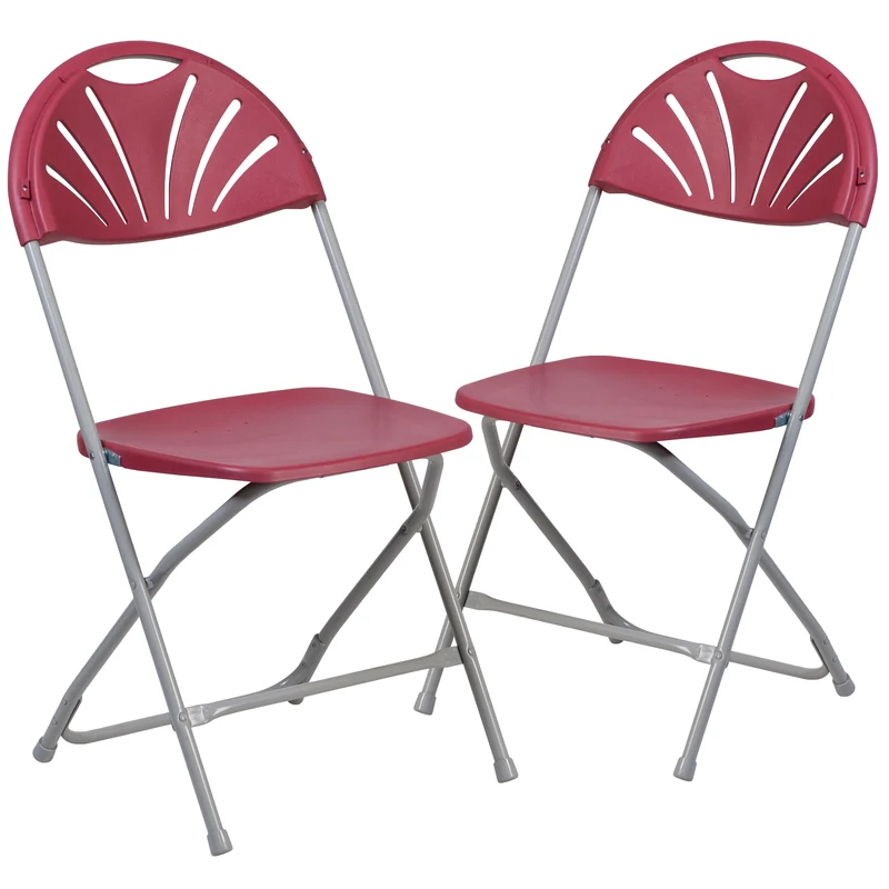 2 Pack Wedding Party Event Fan Back Plastic Folding Chair Home Office