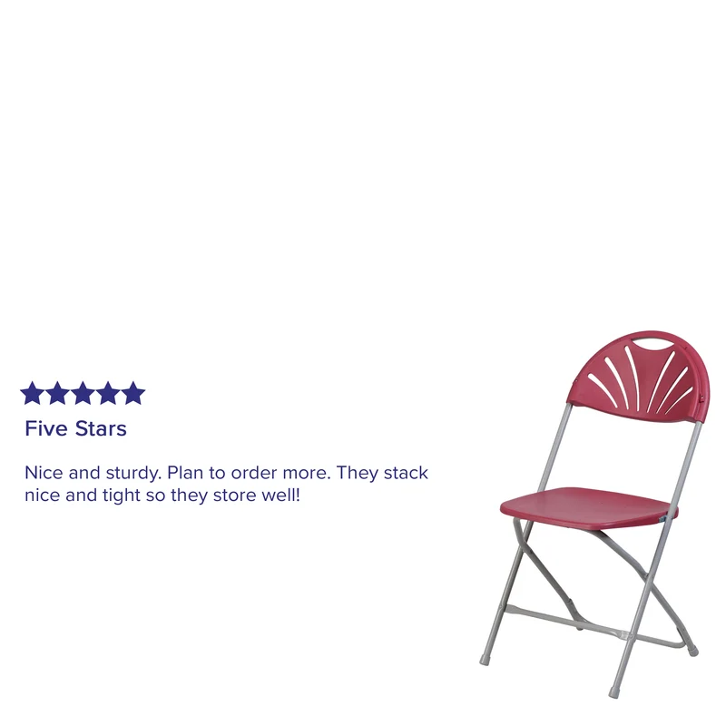 2 Pack Wedding Party Event Fan Back Plastic Folding Chair Home Office