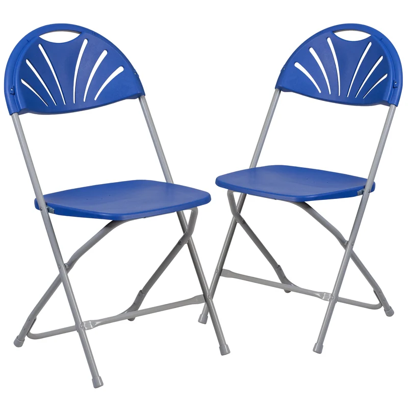 2 Pack Wedding Party Event Fan Back Plastic Folding Chair Home Office