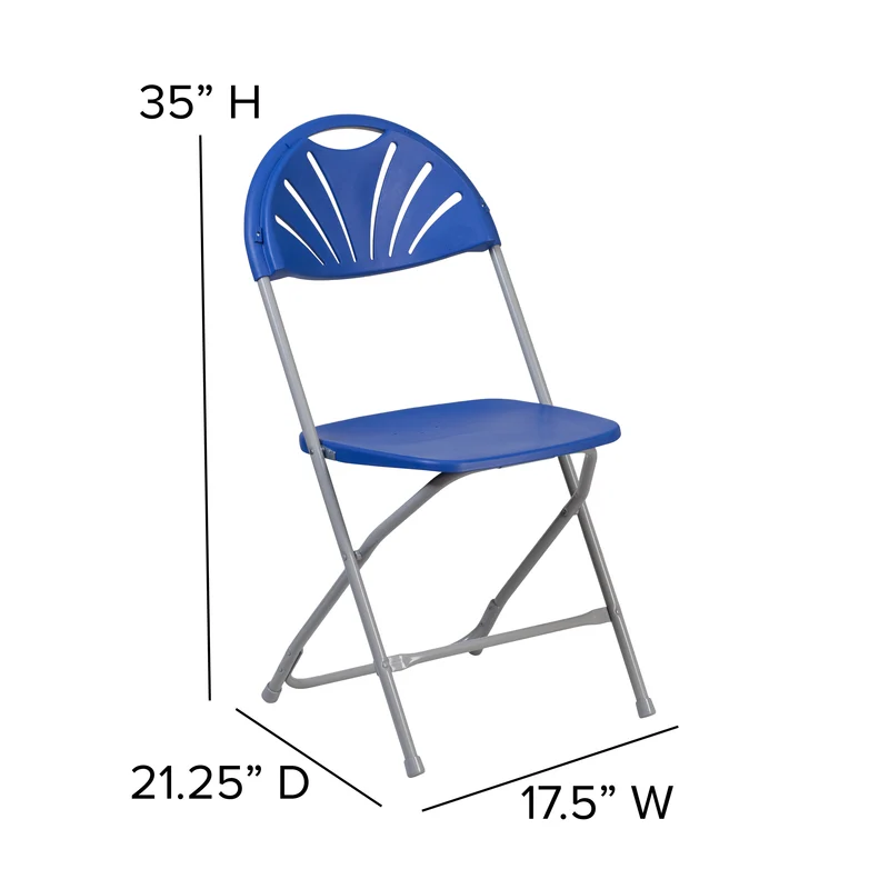2 Pack Wedding Party Event Fan Back Plastic Folding Chair Home Office