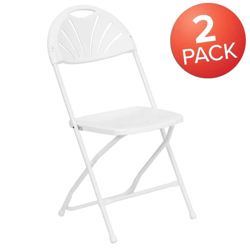 2 Pack Wedding Party Event Fan Back Plastic Folding Chair Home Office