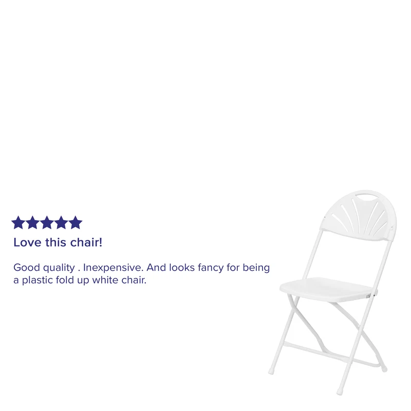 2 Pack Wedding Party Event Fan Back Plastic Folding Chair Home Office