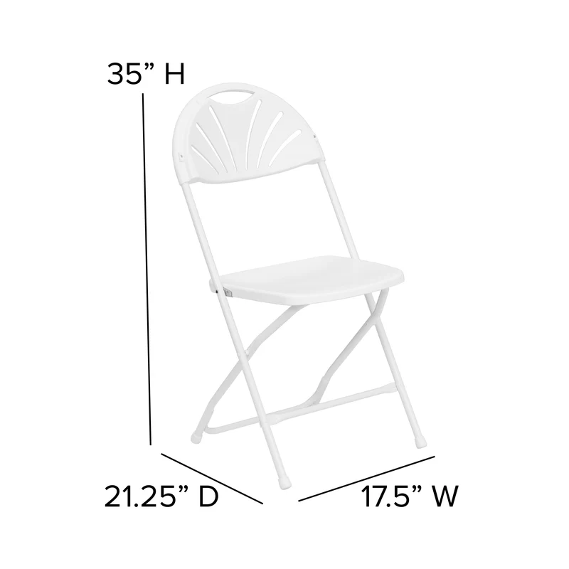 2 Pack Wedding Party Event Fan Back Plastic Folding Chair Home Office