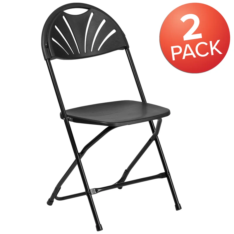 2 Pack Wedding Party Event Fan Back Plastic Folding Chair Home Office