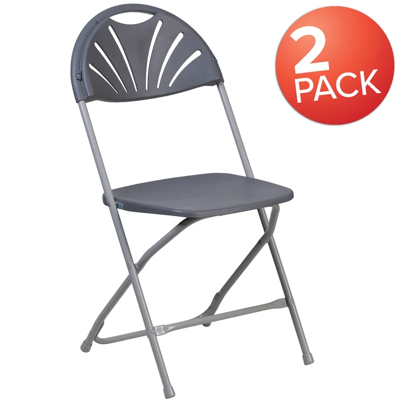2 Pack Wedding Party Event Fan Back Plastic Folding Chair Home Office