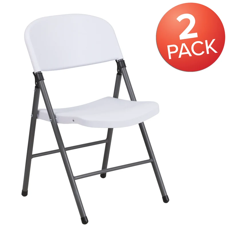 2 Pack Home & Office 330 lb. Capacity Foldable Plastic Chair