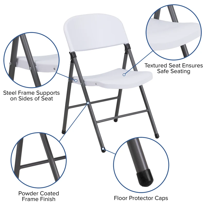 2 Pack Home & Office 330 lb. Capacity Foldable Plastic Chair