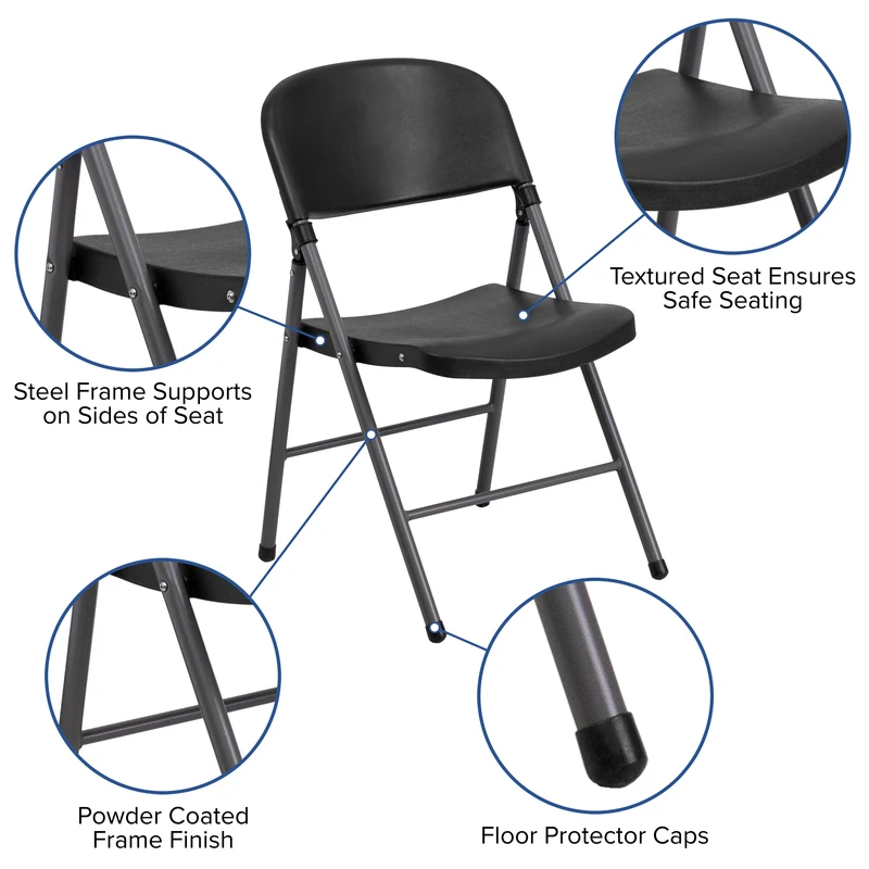 2 Pack Home & Office 330 lb. Capacity Foldable Plastic Chair