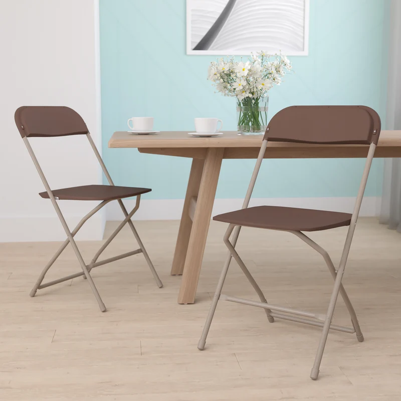 Set of 2 Stackable Folding Plastic Chairs - 650 LB Weight Capacity