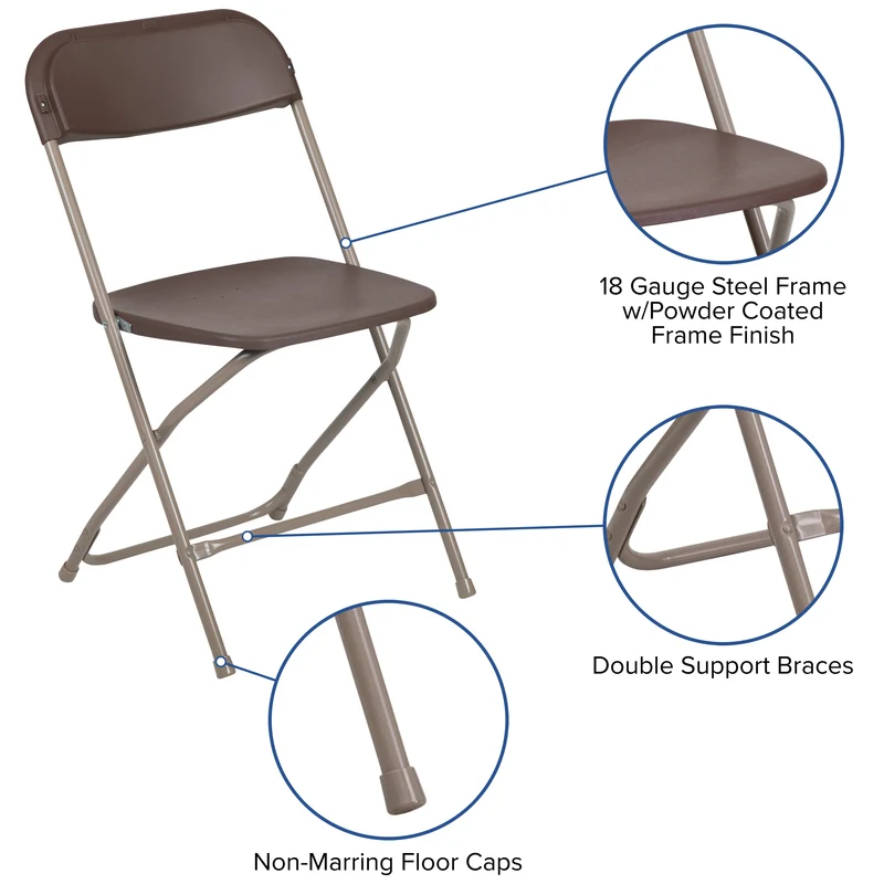 Set of 2 Stackable Folding Plastic Chairs - 650 LB Weight Capacity