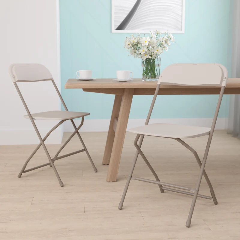 Set of 2 Stackable Folding Plastic Chairs - 650 LB Weight Capacity