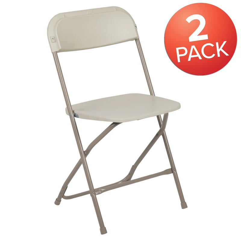 Set of 2 Stackable Folding Plastic Chairs - 650 LB Weight Capacity
