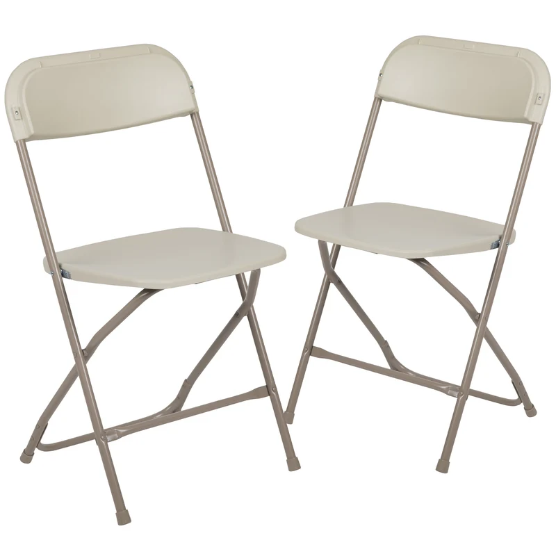 Set of 2 Stackable Folding Plastic Chairs - 650 LB Weight Capacity