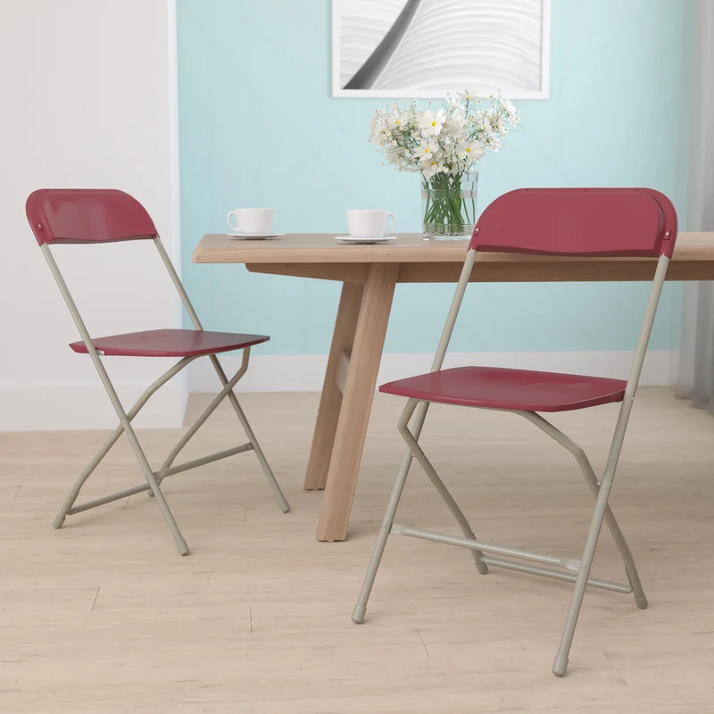Set of 2 Stackable Folding Plastic Chairs - 650 LB Weight Capacity