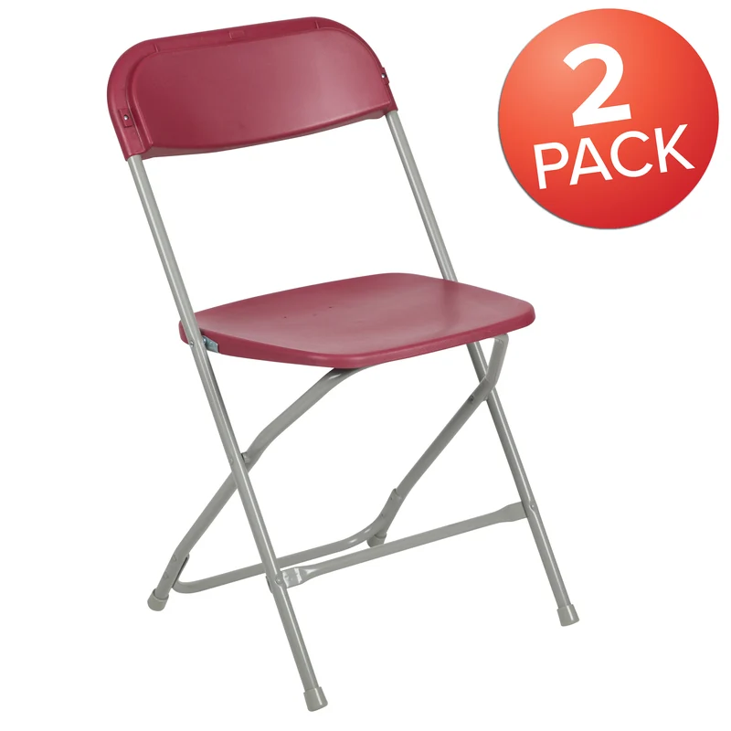 Set of 2 Stackable Folding Plastic Chairs - 650 LB Weight Capacity